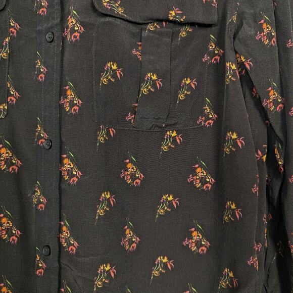 Something Navy Brown Ganache Bohemian Button Down Floral Top Size XS - Picture 5 of 8